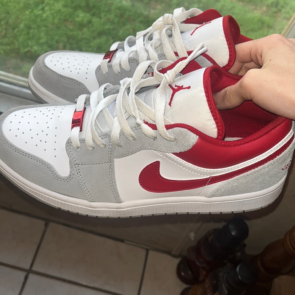Shoes, red grey and white, size 10
